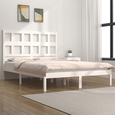 Bed Frame without Mattress White 150x200 cm Solid Wood Pine