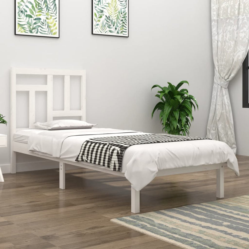 Bed Frame without Mattress White 90x190 cm Solid Wood Pine