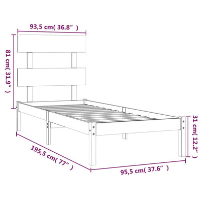 Bed Frame without Mattress 90x190 cm Solid Wood