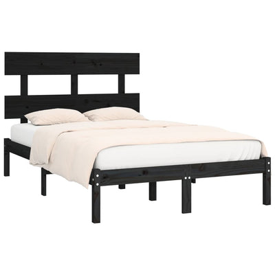 Bed Frame without Mattress Black 135x190 cm Solid Wood