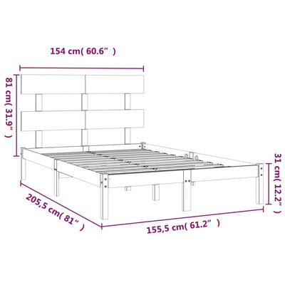 Bed Frame without Mattress 150x200 cm Solid Wood