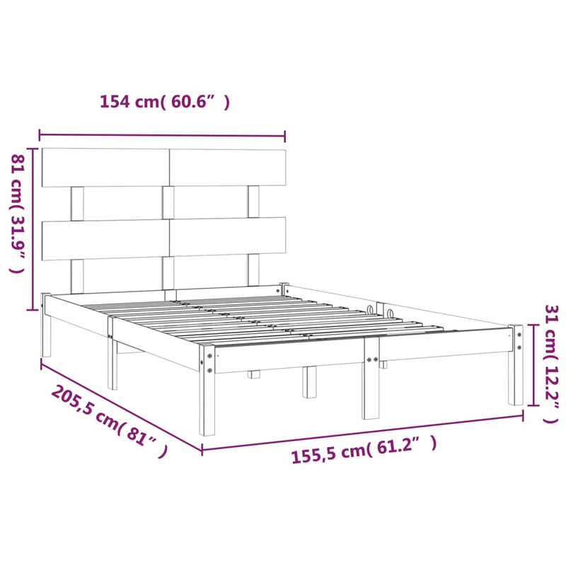 Bed Frame without Mattress 150x200 cm Solid Wood