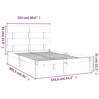 Bed Frame without Mattress White 150x200 cm Solid Wood