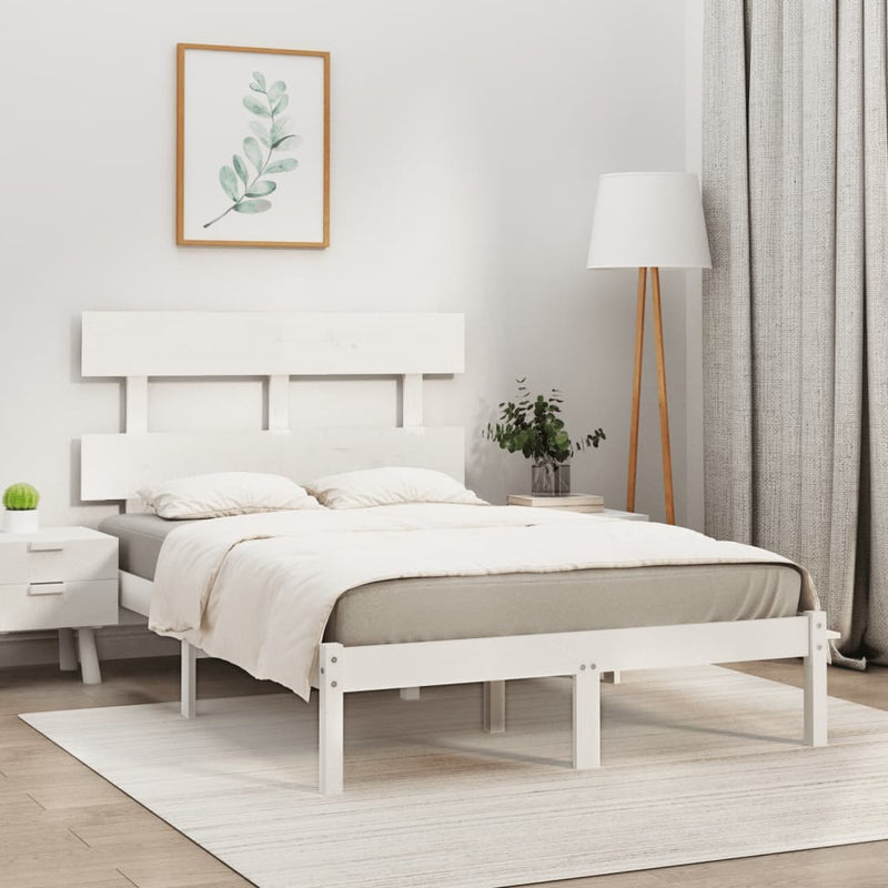 Bed Frame without Mattress White 150x200 cm Solid Wood