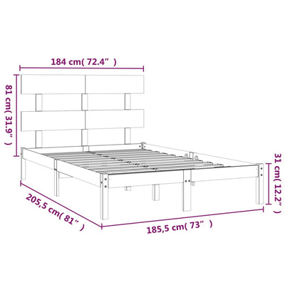 Bed Frame without Mattress 183x203 cm King Solid Wood