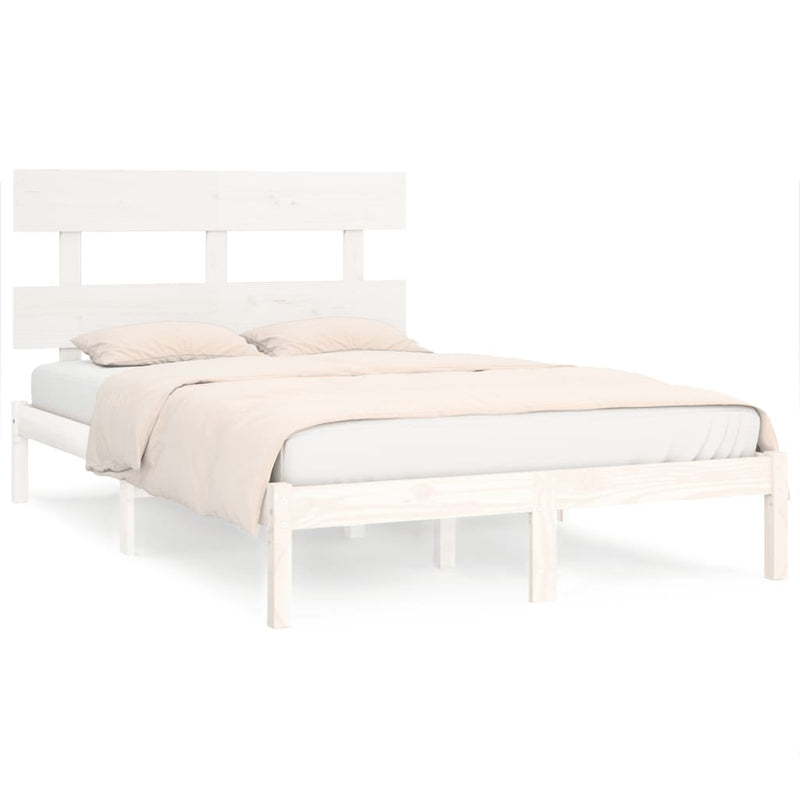 Bed Frame without Mattress White 183x203 cm King Solid Wood