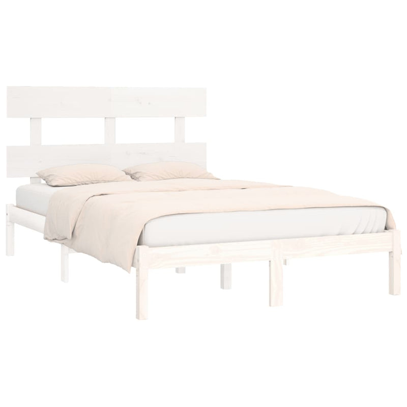 Bed Frame without Mattress White 183x203 cm King Solid Wood