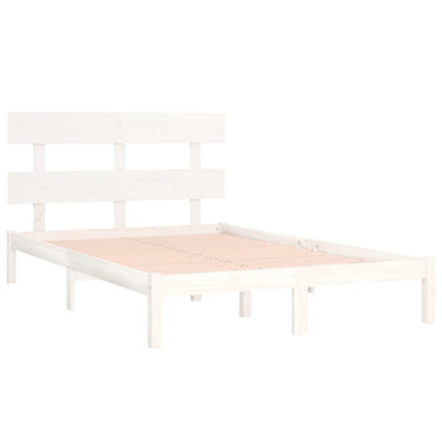 Bed Frame without Mattress White 183x203 cm King Solid Wood