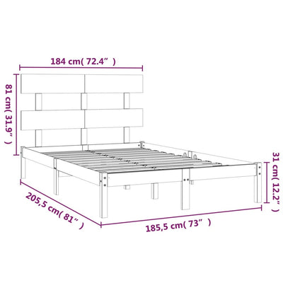 Bed Frame without Mattress White 183x203 cm King Solid Wood