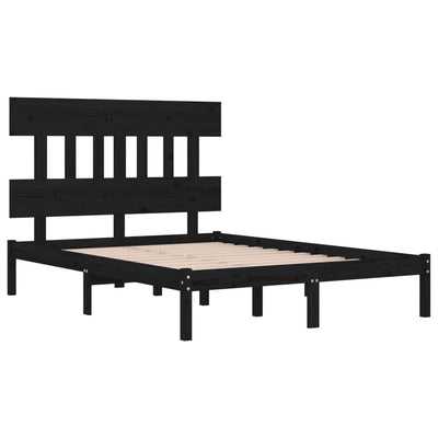 Bed Frame without Mattress Black 135x190 cm Solid Wood