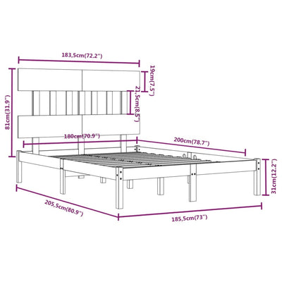 Bed Frame without Mattress 183x203 cm King Solid Wood