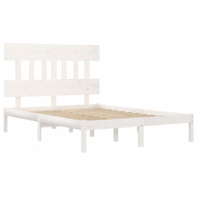 Bed Frame without Mattress White 183x203 cm King Solid Wood