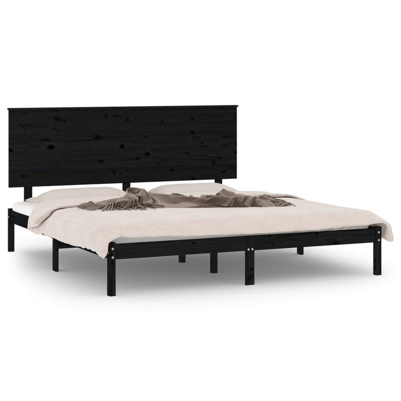 Bed Frame Black Solid Wood 153x203 cm 5FT King Size