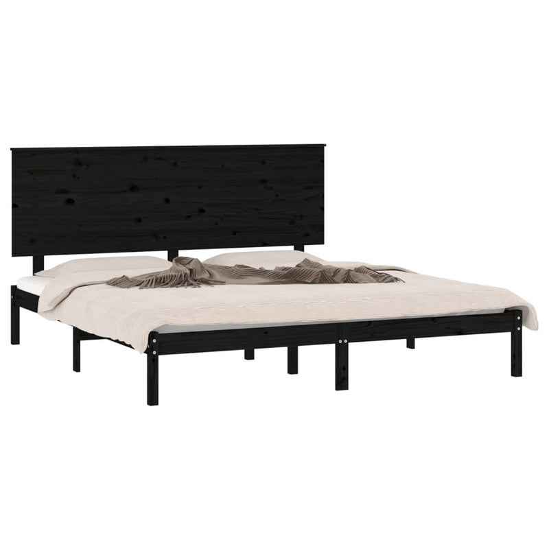 Bed Frame Black Solid Wood 153x203 cm 5FT King Size