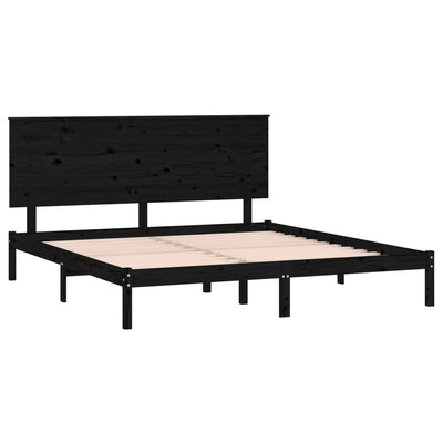 Bed Frame Black Solid Wood 153x203 cm 5FT King Size