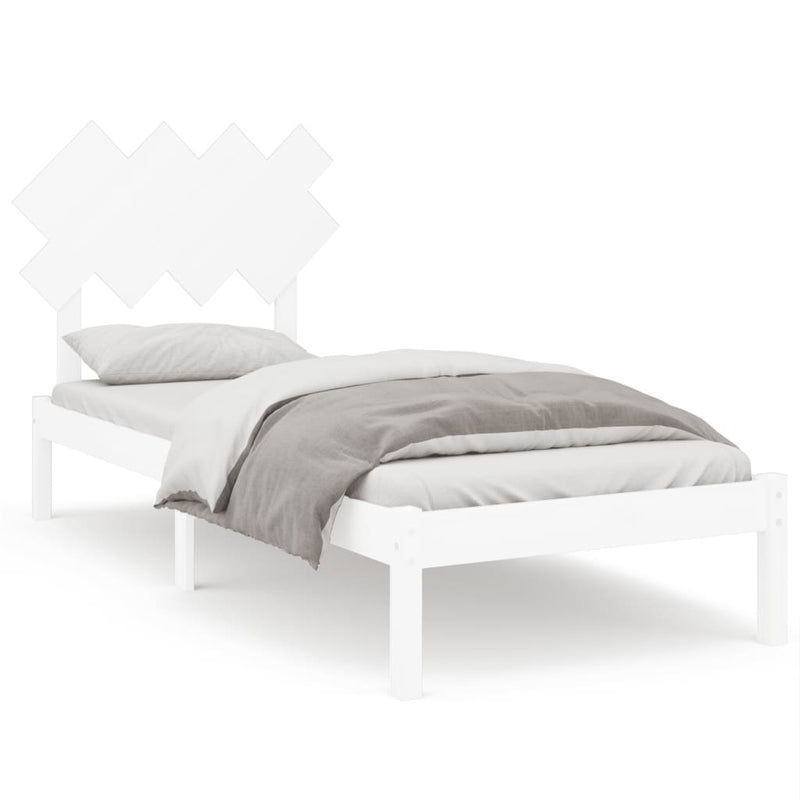 Bed Frame without Mattress White 90x190 cm Solid Wood