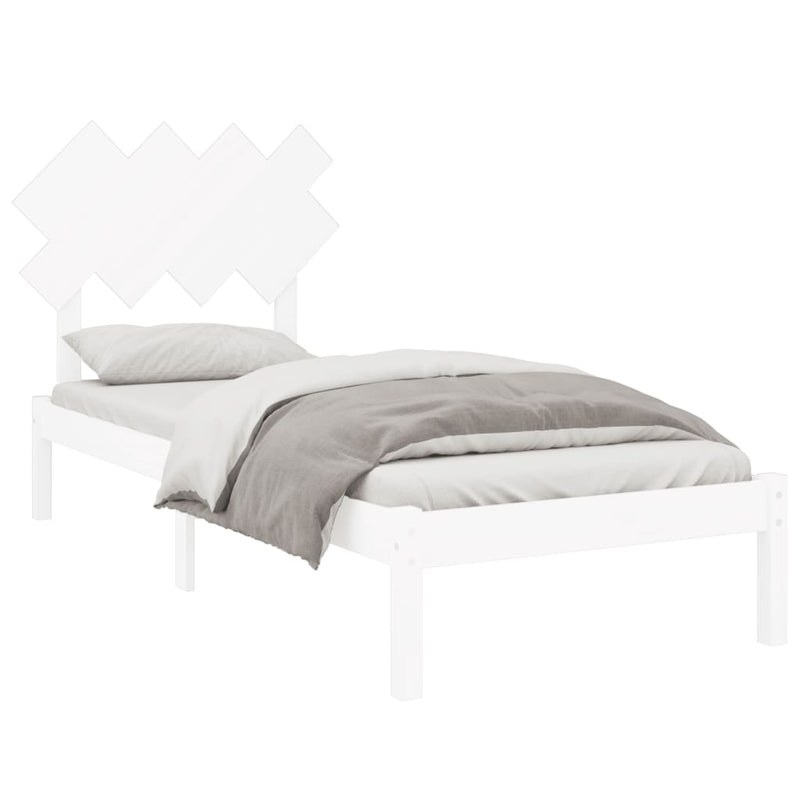 Bed Frame without Mattress White 90x190 cm Solid Wood