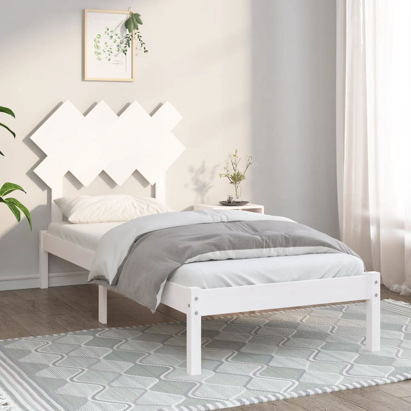 Bed Frame without Mattress White 90x190 cm Solid Wood