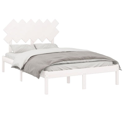 Bed Frame without Mattress White 135x190 cm Solid Wood