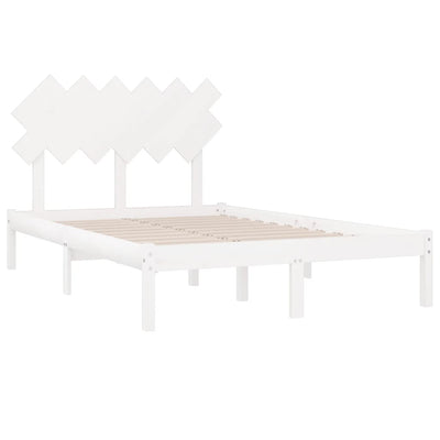 Bed Frame without Mattress White 135x190 cm Solid Wood