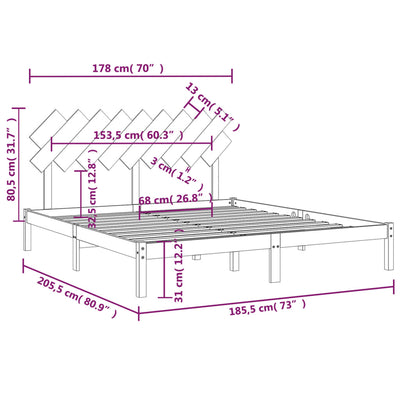 Bed Frame without Mattress 183x203 cm King Solid Wood