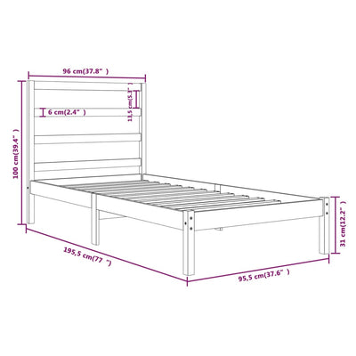 Bed Frame without Mattress White 90x190 cm Solid Wood