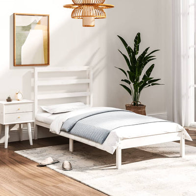 Bed Frame without Mattress White 90x190 cm Solid Wood