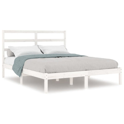 Bed Frame without Mattress White 135x190 cm Solid Wood