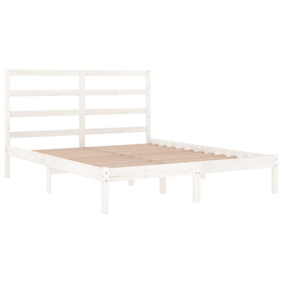 Bed Frame without Mattress White 135x190 cm Solid Wood