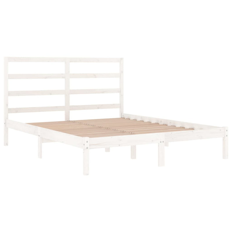 Bed Frame without Mattress White 135x190 cm Solid Wood