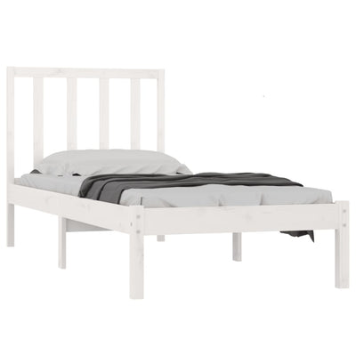 Bed Frame without Mattress White Solid Wood Pine 90x190 cm