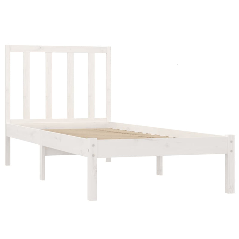 Bed Frame without Mattress White Solid Wood Pine 90x190 cm