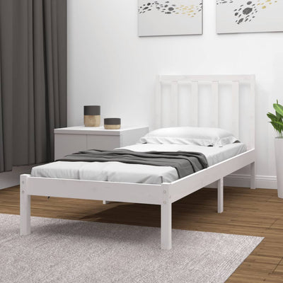 Bed Frame without Mattress White Solid Wood Pine 90x190 cm