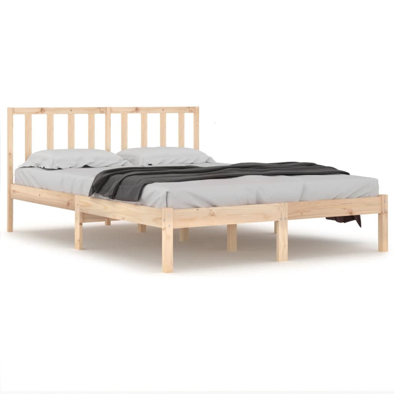 Bed Frame without Mattress Solid Wood Pine 183x203 cm King