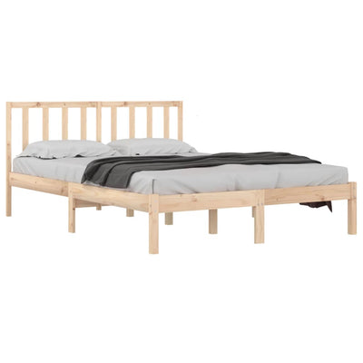 Bed Frame without Mattress Solid Wood Pine 183x203 cm King