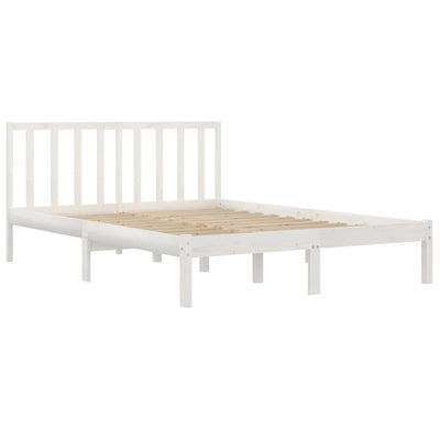 Bed Frame without Mattress White Solid Wood Pine 183x203 cm King