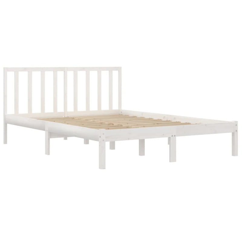 Bed Frame without Mattress White Solid Wood Pine 183x203 cm King