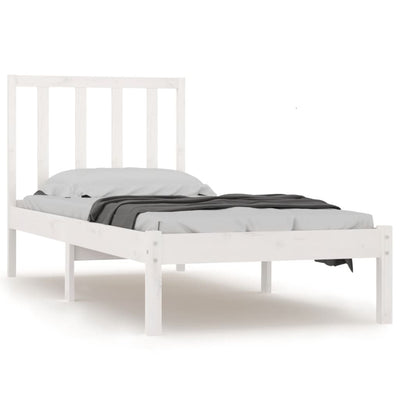 Bed Frame without Mattress White Solid Wood Pine 90x190 cm