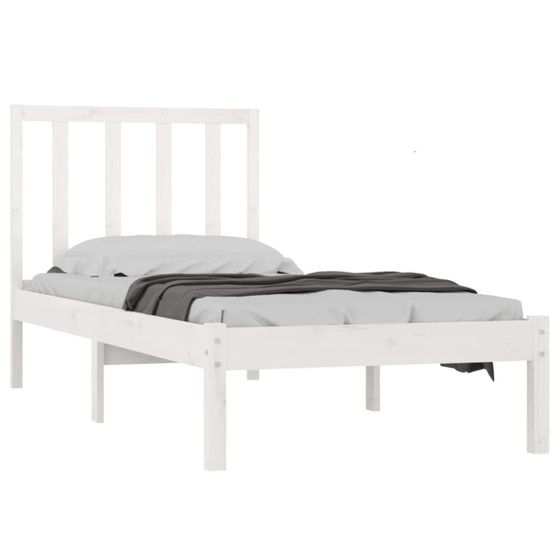 Bed Frame without Mattress White Solid Wood Pine 90x190 cm