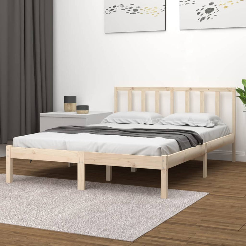 Bed Frame without Mattress Solid Wood Pine 135x190 cm