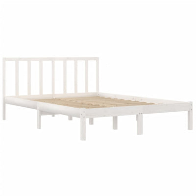 Bed Frame without Mattress White Solid Wood Pine 135x190 cm