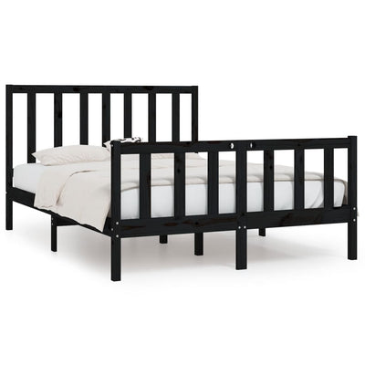 Bed Frame without Mattress Black 135x190 cm Solid Wood