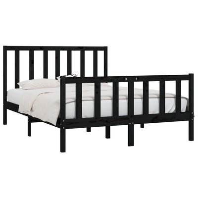 Bed Frame without Mattress Black 135x190 cm Solid Wood