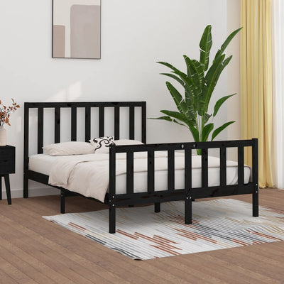 Bed Frame without Mattress Black 135x190 cm Solid Wood