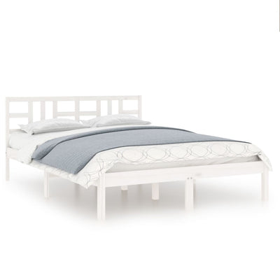 Bed Frame without Mattress White 135x190 cm Solid Wood