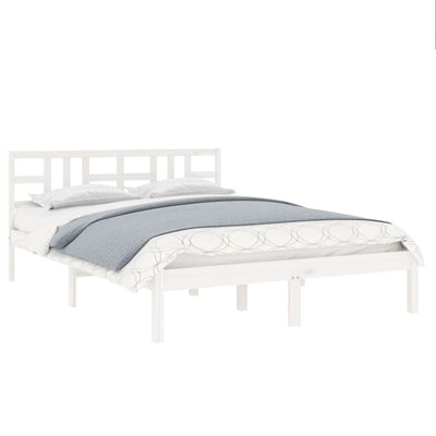 Bed Frame without Mattress White 135x190 cm Solid Wood