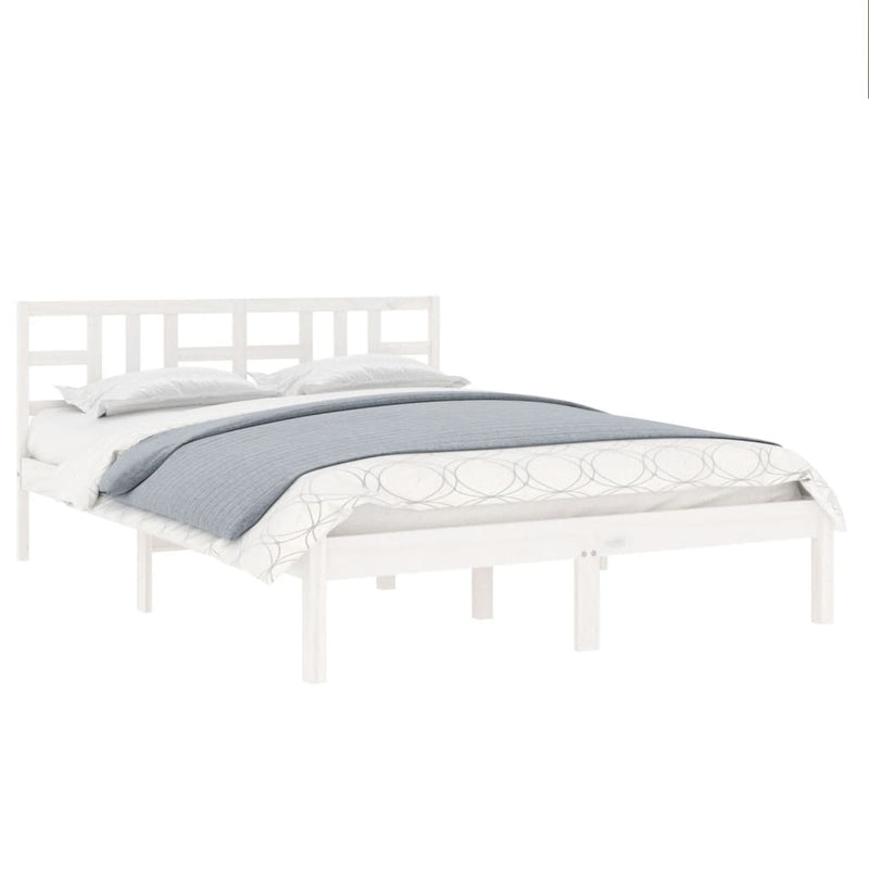 Bed Frame without Mattress White 135x190 cm Solid Wood