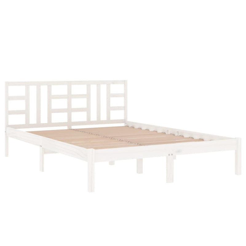 Bed Frame without Mattress White 135x190 cm Solid Wood