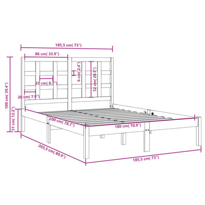 Bed Frame without Mattress 183x203 cm King Solid Wood