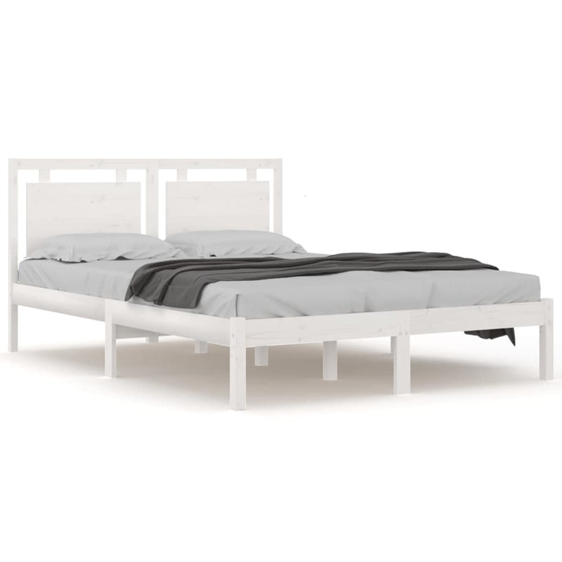 Bed Frame without Mattress White 183x203 cm King Solid Wood